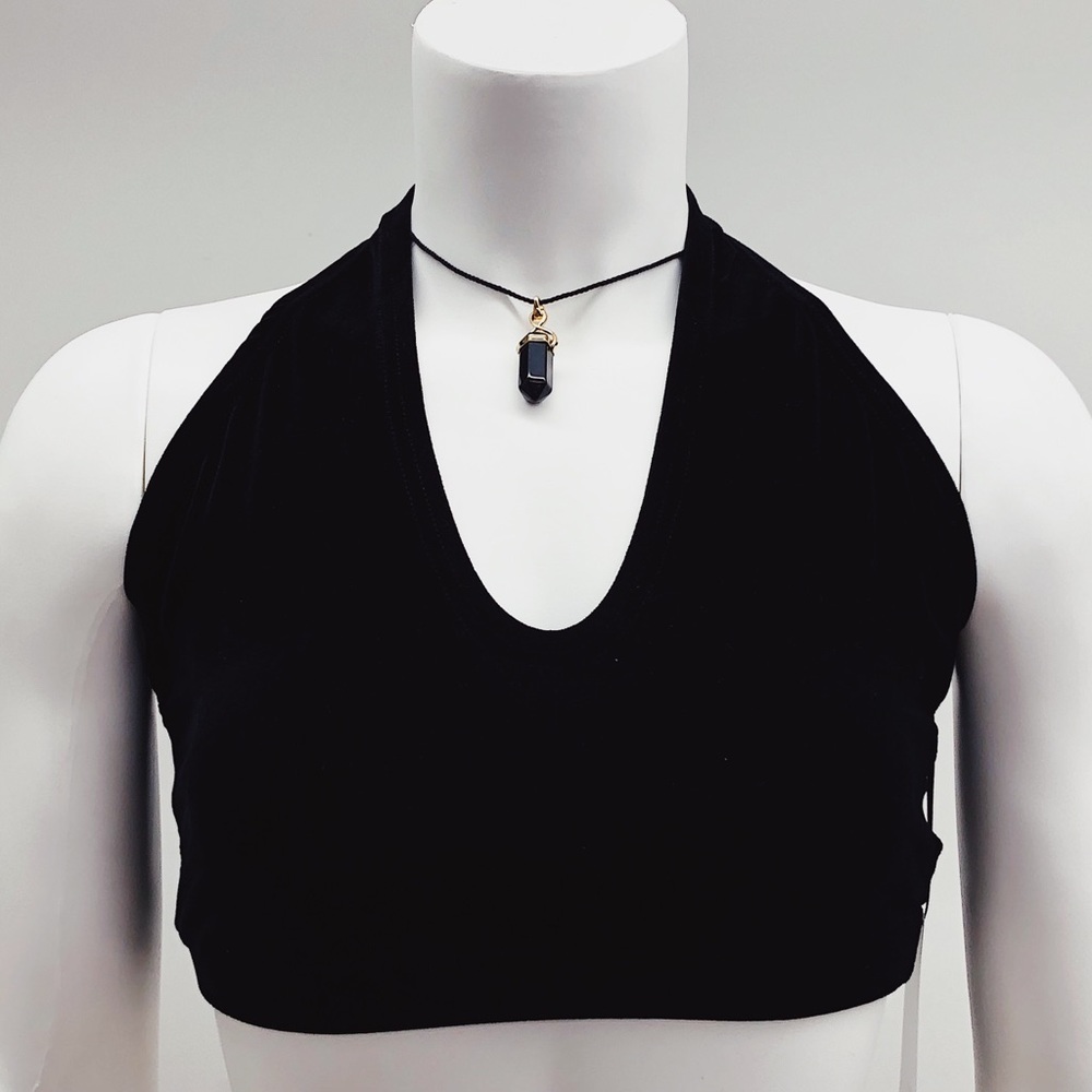 Black Velvet Crop Top
